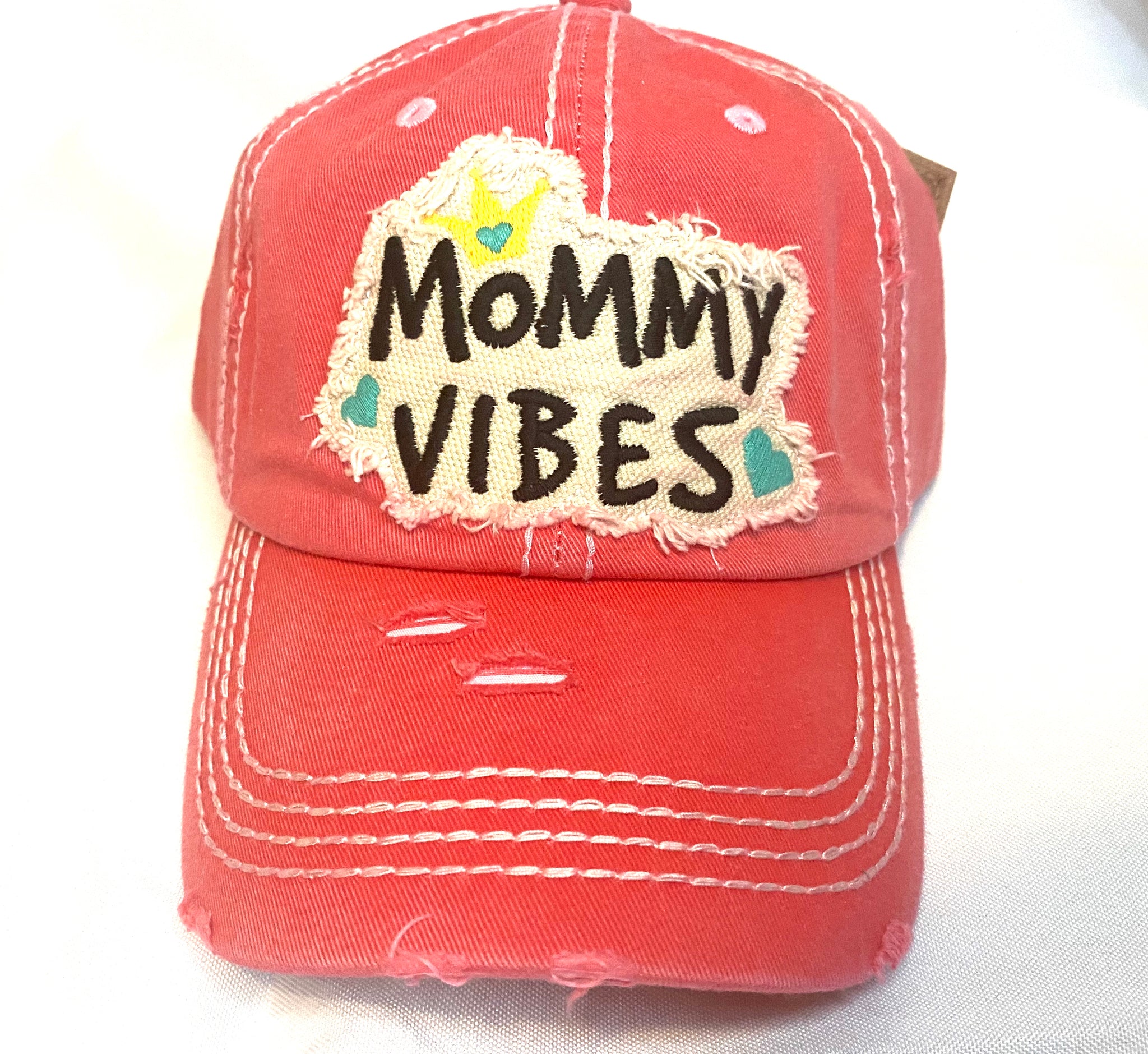 Mommy Vibes Distressed Vintage Hat