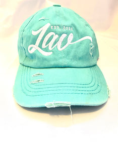 LAV Blue Distressed Hat With Ponytail Access